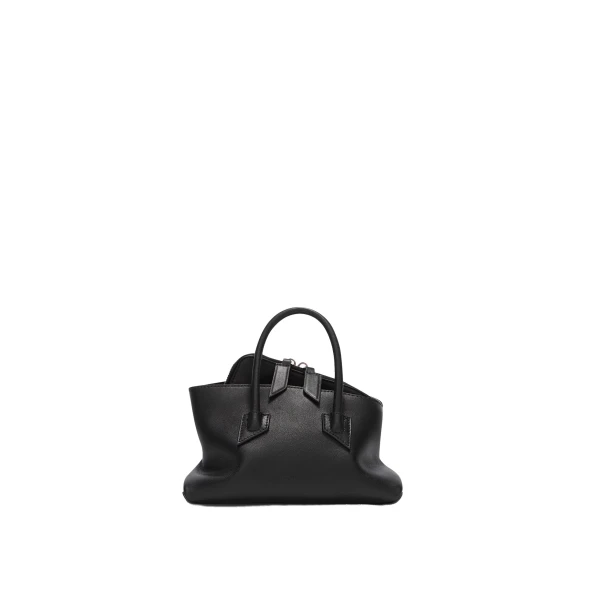 The Attico La Passeggiata Mini Top Handle Bag in Black Smooth Leather | Totes & Top-Handle Bags | Coveti