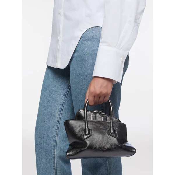 The Attico La Passeggiata Mini Top Handle Bag in Dark Grey | Totes & Top-Handle Bags | Coveti