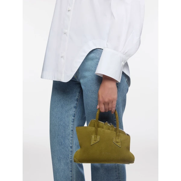 The Attico La Passeggiata Mini Top Handle Bag in Khaki | Totes & Top-Handle Bags | Coveti