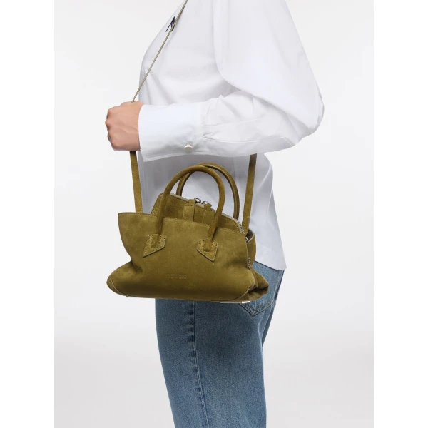 The Attico La Passeggiata Mini Top Handle Bag in Khaki | Totes & Top-Handle Bags | Coveti