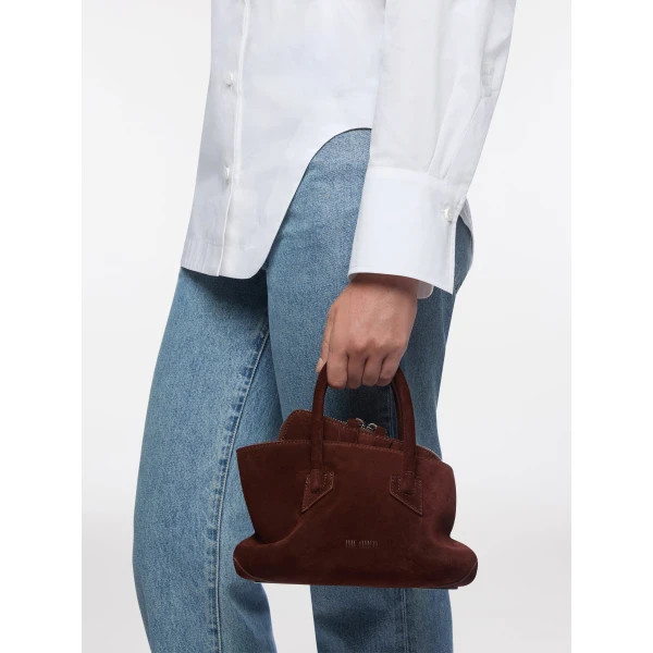 The Attico La Passeggiata Mini Top Handle Bag in Light Chocolate | Totes & Top-Handle Bags | Coveti