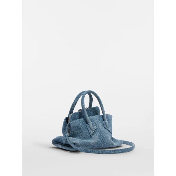 The Attico La Passeggiata Mini Top Handle Bag in Washed Denim | Totes & Top-Handle Bags | Coveti