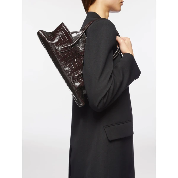 The Attico La Passeggiata Small Top Handle Bag in Coffee | Totes & Top-Handle Bags | Coveti