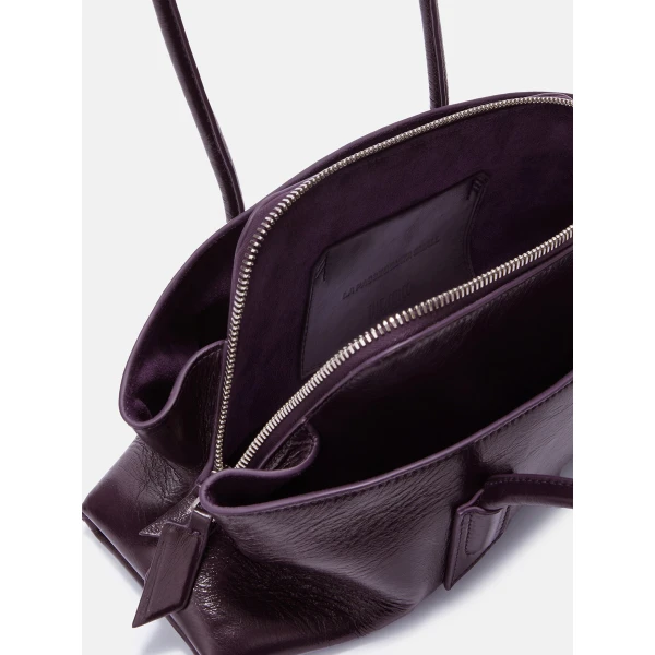 The Attico La Passeggiata Small Top Handle Bag in Dark Violet | Totes & Top-Handle Bags | Coveti