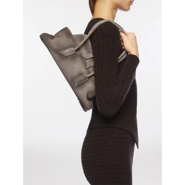 The Attico La Passeggiata Small Top Handle Bag in Grey | Totes & Top-Handle Bags | Coveti