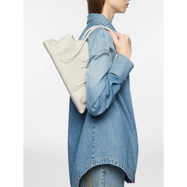 The Attico La Passeggiata Small Top Handle Bag in Ice | Totes & Top-Handle Bags | Coveti