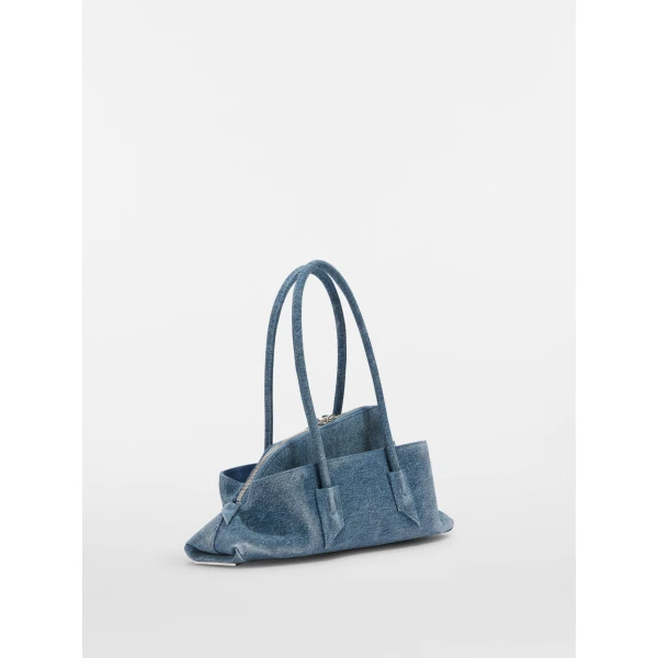 The Attico La Passeggiata Small Top Handle Bag in Washed Denim | Totes & Top-Handle Bags | Coveti