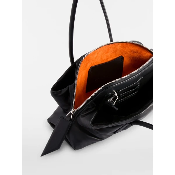 The Attico La Passeggiata Small x The Anja Top Handle Bag in Black | Totes & Top-Handle Bags | Coveti