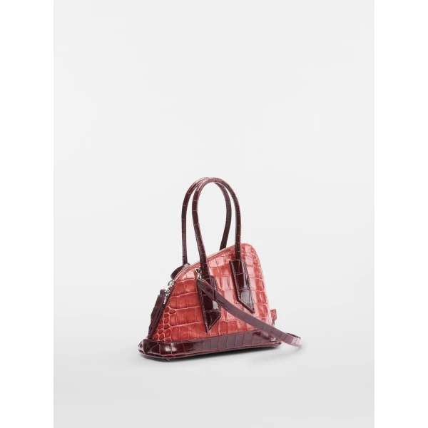 The Attico La Sant Ambroeus Mini Bag in Antique Rose Croc-Print Leather | Totes & Top-Handle Bags | Coveti