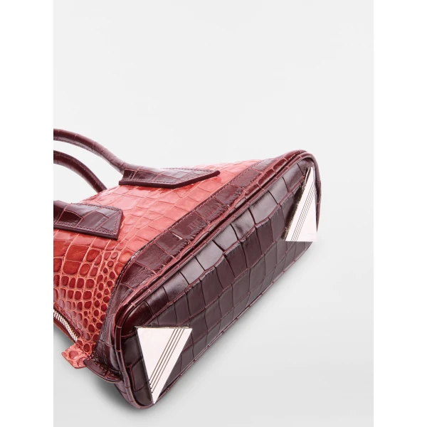 The Attico La Sant Ambroeus Mini Bag in Antique Rose Croc-Print Leather | Totes & Top-Handle Bags | Coveti