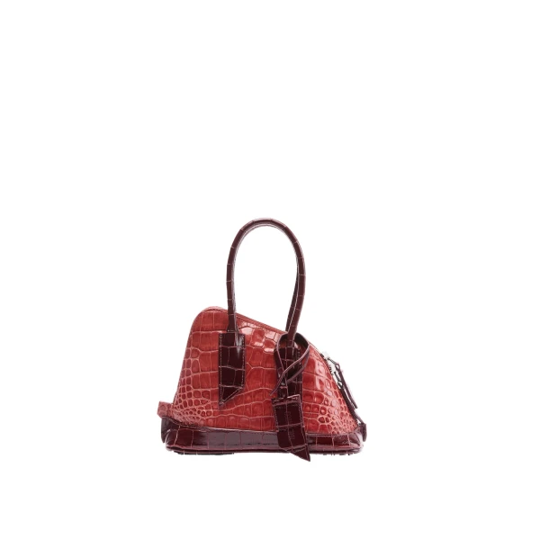 La Sant Ambroeus Mini Bag in Antique Rose Croc-Print Leather