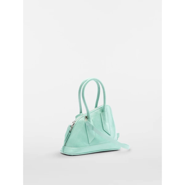 The Attico La Sant Ambroeus Mini Bag in Aquamarine Patent Leather | Totes & Top-Handle Bags | Coveti