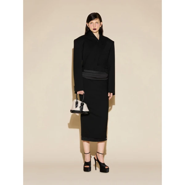 The Attico La Sant Ambroeus Mini Bag in Beige and Black Croc-Print Leather | Totes & Top-Handle Bags | Coveti