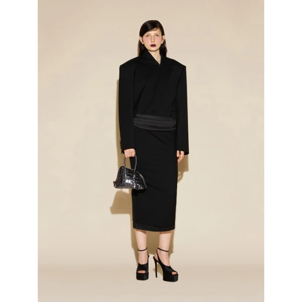 The Attico La Sant Ambroeus Mini Bag in Black Croc-Print Leather | Totes & Top-Handle Bags | Coveti