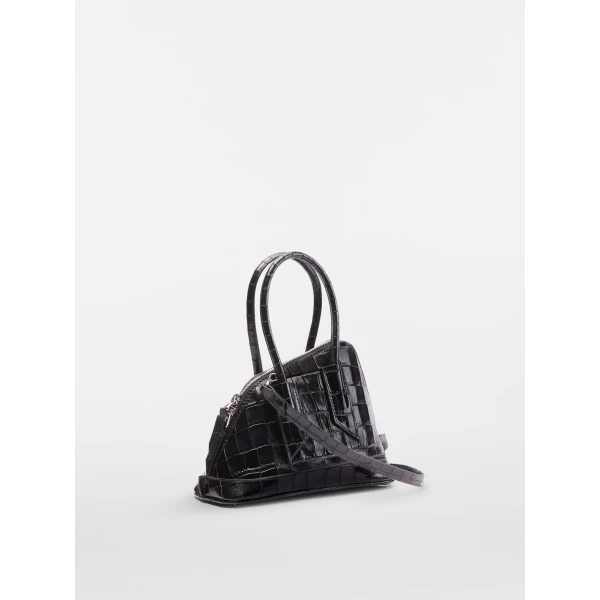 The Attico La Sant Ambroeus Mini Bag in Black Croc-Print Leather | Totes & Top-Handle Bags | Coveti