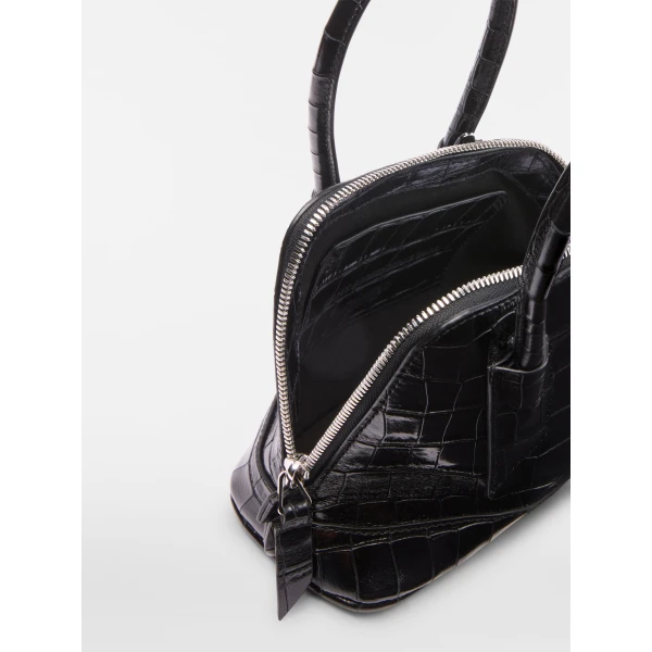 The Attico La Sant Ambroeus Mini Bag in Black Croc-Print Leather | Totes & Top-Handle Bags | Coveti