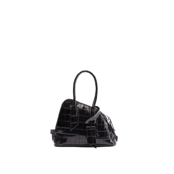La Sant Ambroeus Mini Bag in Black Croc-Print Leather