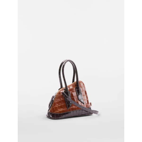 The Attico La Sant Ambroeus Mini Bag in Degrade Brown Croc-Print Leather | Totes & Top-Handle Bags | Coveti