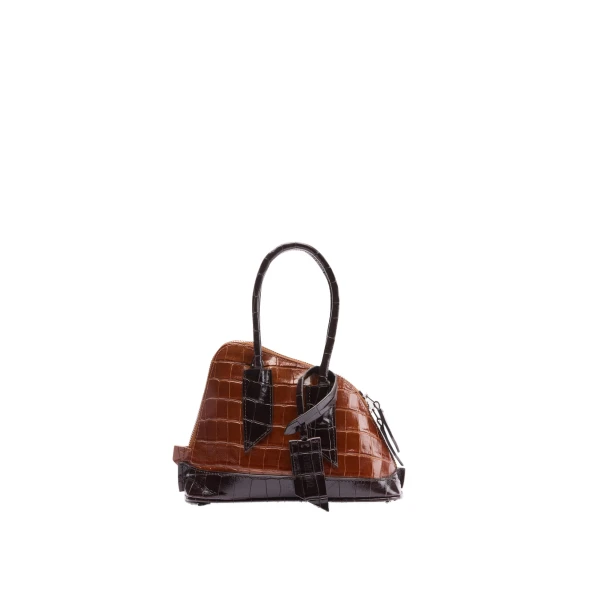 La Sant Ambroeus Mini Bag in Degrade Brown Croc-Print Leather