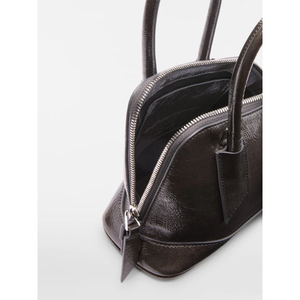 The Attico La Sant Ambroeus Mini Bag in Pearl Grey Patent Leather | Totes & Top-Handle Bags | Coveti