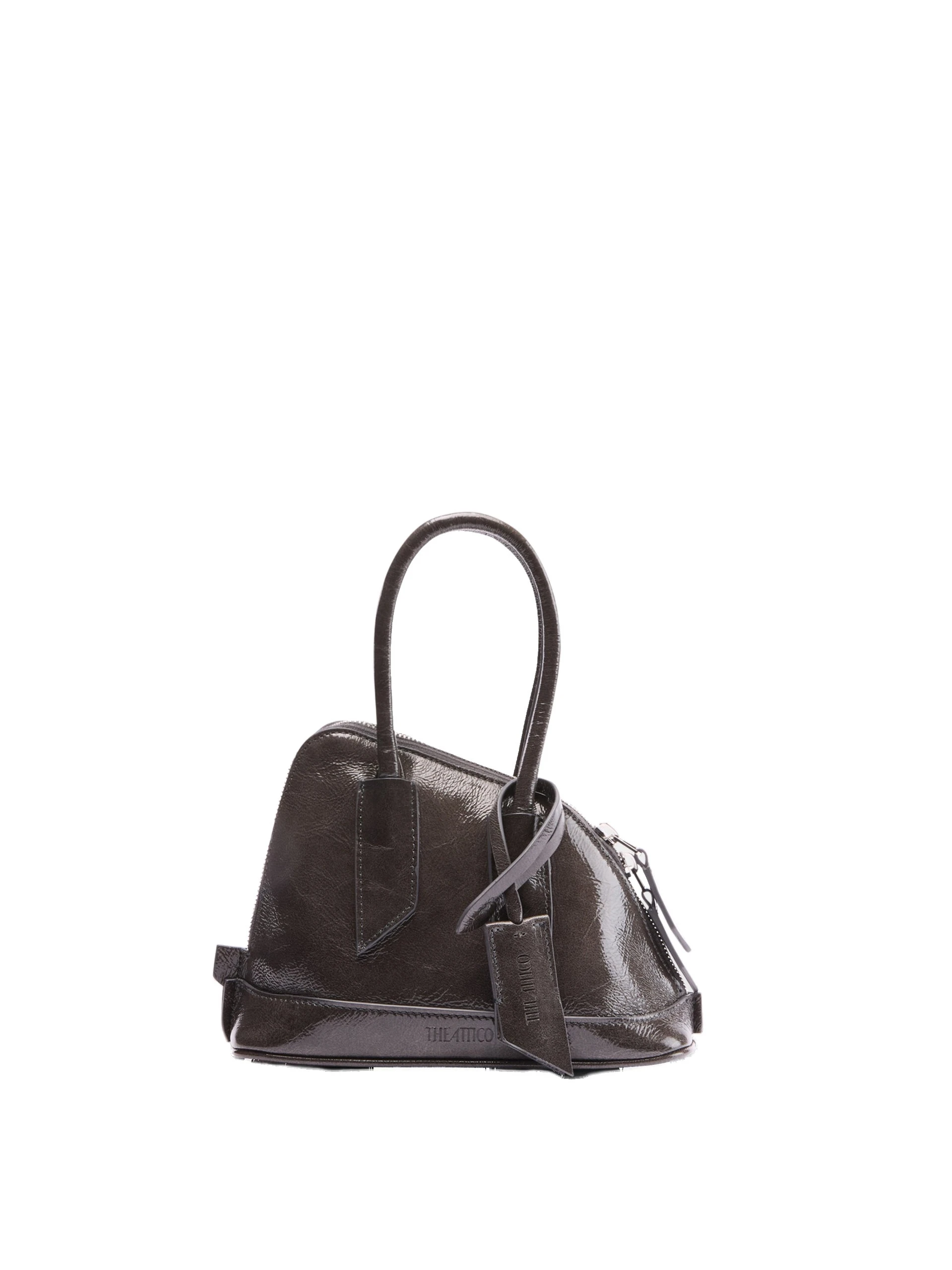 The Attico La Sant Ambroeus Mini Bag in Pearl Grey Patent Leather The Attico La Sant Ambroeus Mini Bag in Pearl Grey Patent Leather | Totes & Top-Handle Bags | Coveti