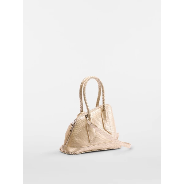 The Attico La Sant Ambroeus Mini Bag in Platinum Watersnake Print | Totes & Top-Handle Bags | Coveti