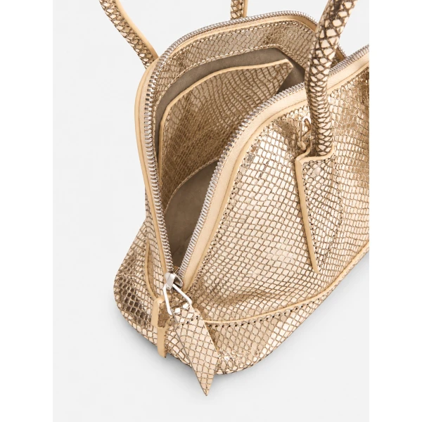 The Attico La Sant Ambroeus Mini Bag in Platinum Watersnake Print | Totes & Top-Handle Bags | Coveti