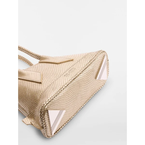 The Attico La Sant Ambroeus Mini Bag in Platinum Watersnake Print | Totes & Top-Handle Bags | Coveti