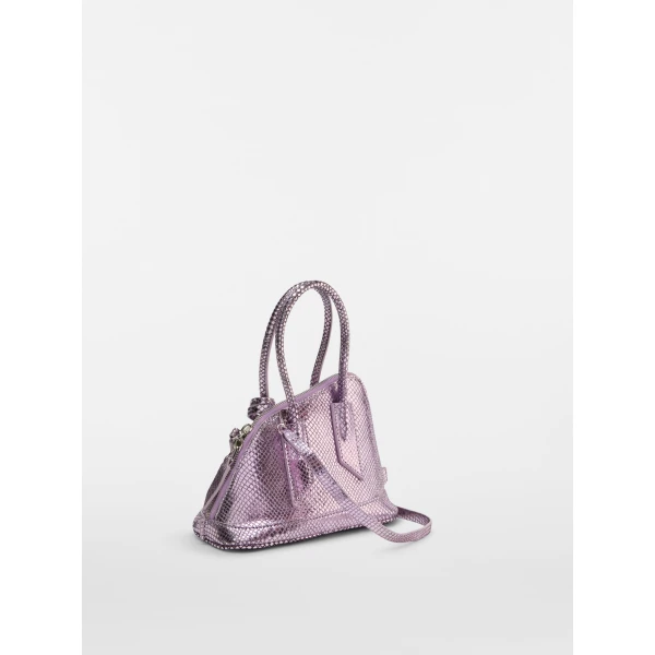 The Attico La Sant Ambroeus Mini Bag in Violet Watersnake Print | Totes & Top-Handle Bags | Coveti