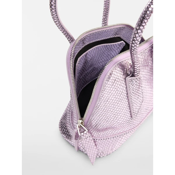 The Attico La Sant Ambroeus Mini Bag in Violet Watersnake Print | Totes & Top-Handle Bags | Coveti