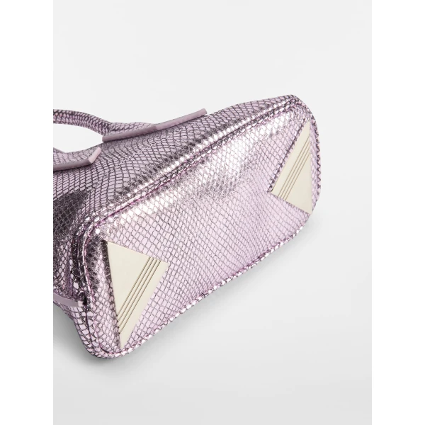 The Attico La Sant Ambroeus Mini Bag in Violet Watersnake Print | Totes & Top-Handle Bags | Coveti