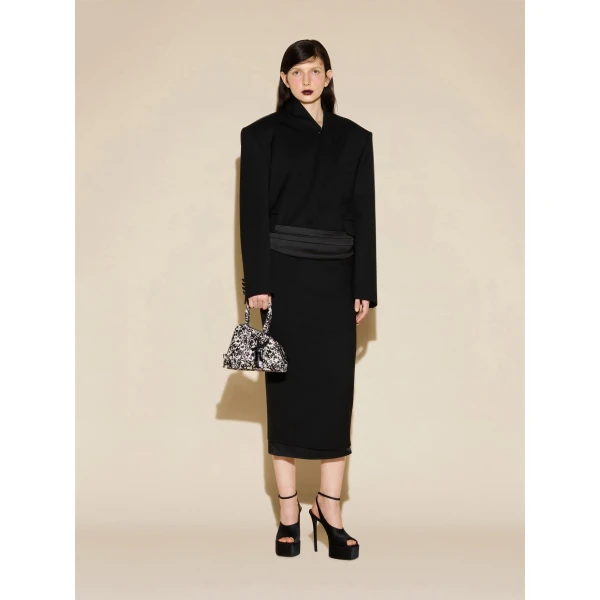 The Attico La Sant Ambroeus Mini Bag in White and Black Spotted Calf Hair | Totes & Top-Handle Bags | Coveti