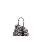 The Attico La Sant Ambroeus Mini Bag in White and Black Spotted Calf Hair | Totes & Top-Handle Bags | Coveti