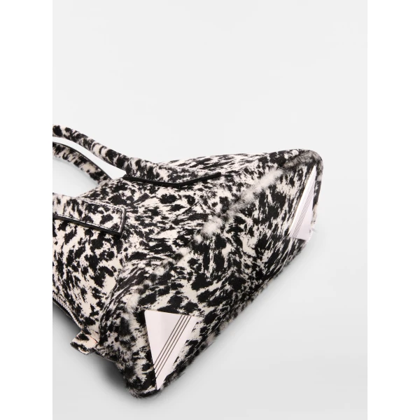 The Attico La Sant Ambroeus Mini Bag in White and Black Spotted Calf Hair | Totes & Top-Handle Bags | Coveti