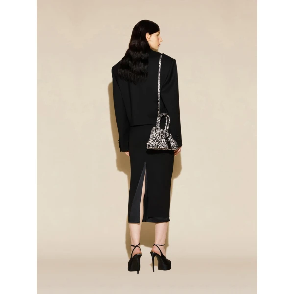 The Attico La Sant Ambroeus Mini Bag in White and Black Spotted Calf Hair | Totes & Top-Handle Bags | Coveti