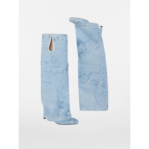 The Attico Leon Boots in Super Washed Blue | Boots | Coveti
