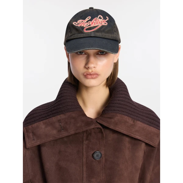 The Attico Logo Baseball Cap in Black and Red | Hats | Coveti