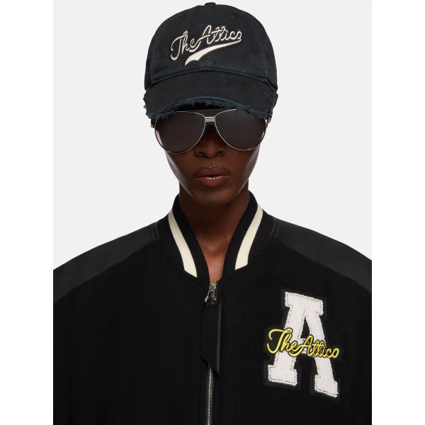 The Attico Logo Baseball Cap in Black | Hats | Coveti