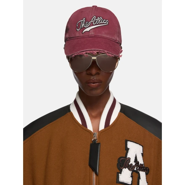 The Attico Logo Baseball Cap in Burgundy | Hats | Coveti