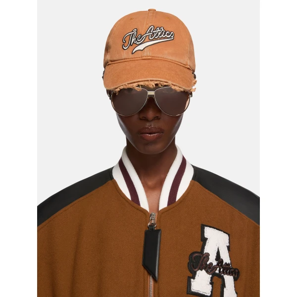 The Attico Logo Baseball Cap in Camel | Hats | Coveti