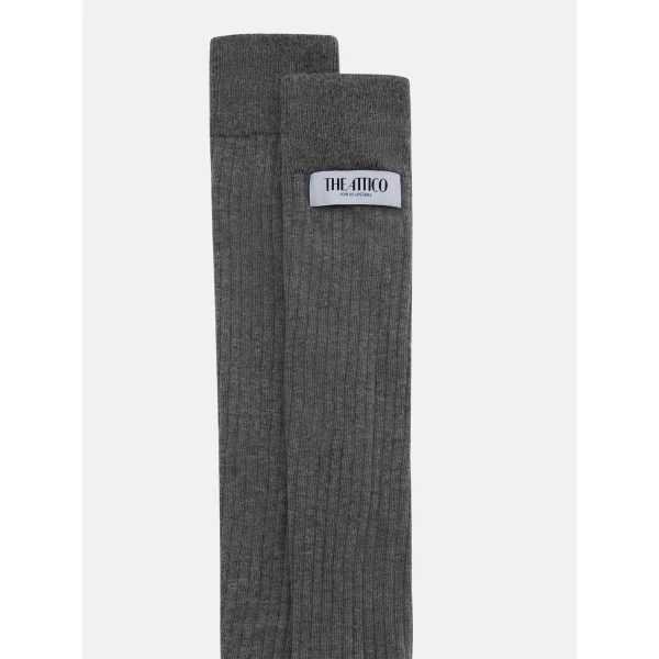 The Attico Long Socks in Melange Grey | Accessories | Coveti