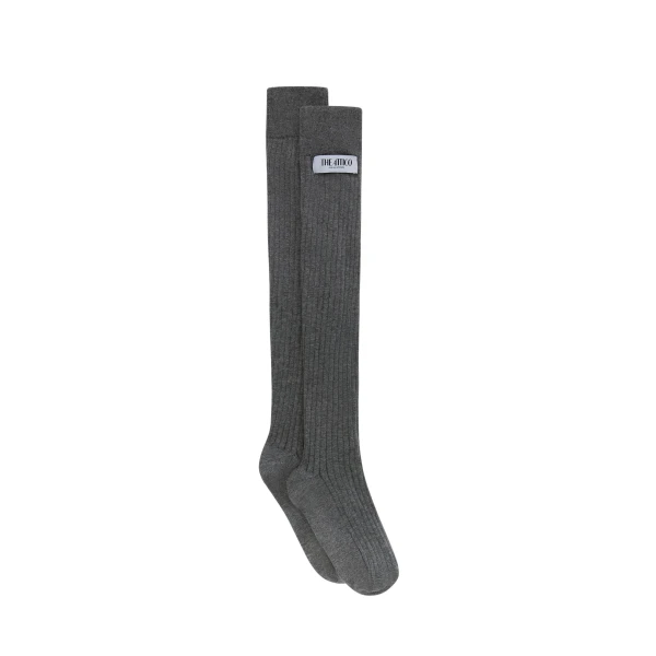 The Attico Long Socks in Melange Grey | Accessories | Coveti