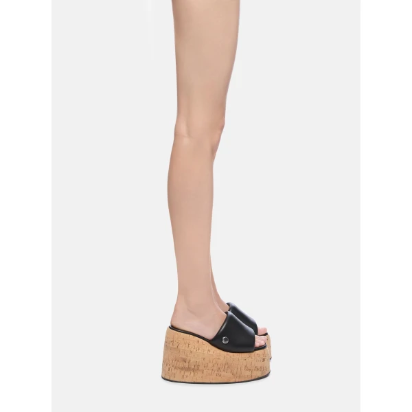 The Attico Mochi Flatform Sandals in Black | Flats | Coveti