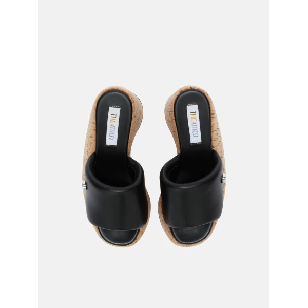 The Attico Mochi Flatform Sandals in Black | Flats | Coveti