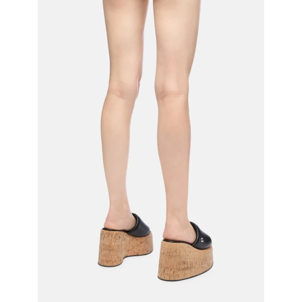 The Attico Mochi Flatform Sandals in Black | Flats | Coveti