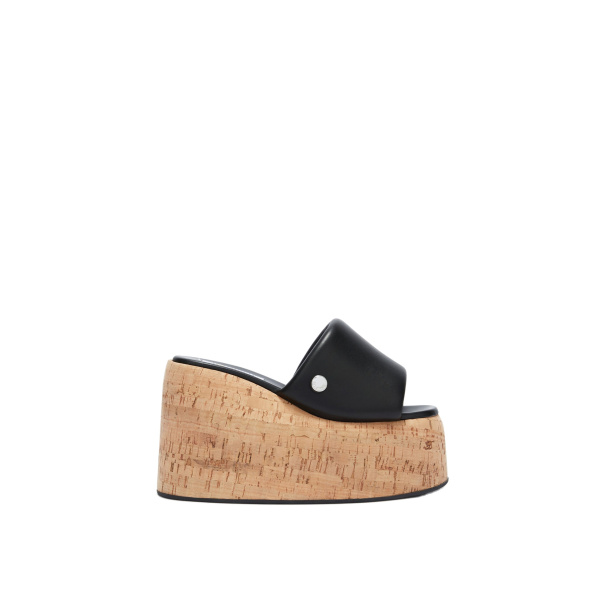 The Attico Mochi Flatform Sandals in Black | Flats | Coveti