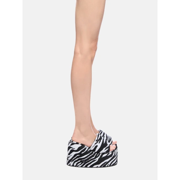 The Attico Mochi Flatform Sandals in White and Black | Flats | Coveti