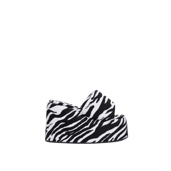 The Attico Mochi Flatform Sandals in White and Black | Flats | Coveti