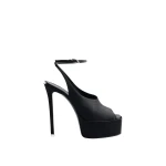 The Attico Ornella Platform Sandals in Black Satin | Sandals | Coveti