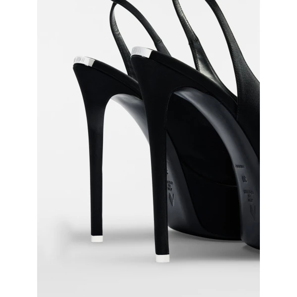 The Attico Ornella Platform Sandals in Black Satin | Sandals | Coveti